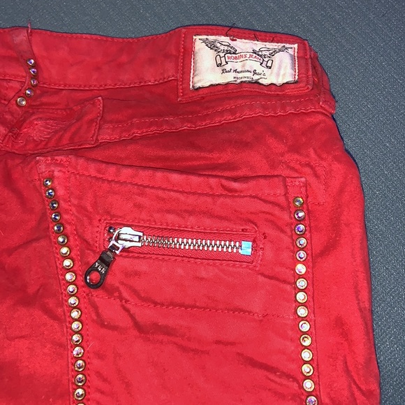 Used red Robin’s Jeans with crystals. Size 26 - Picture 3 of 4